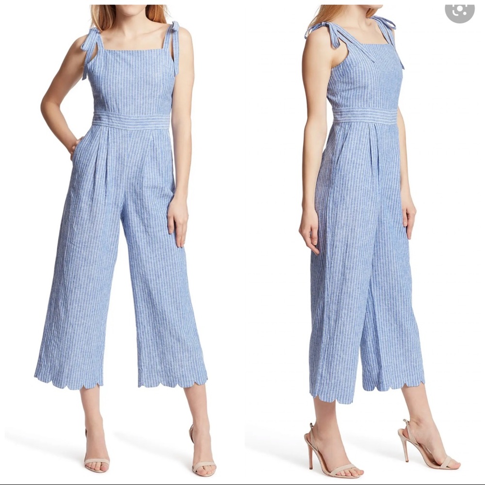 Ella Moss Leia Stripe Linen Blend Jumpsuit NWT